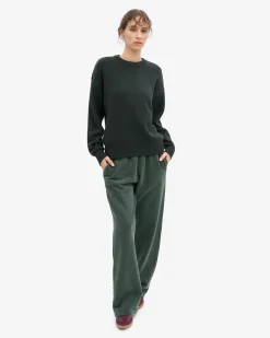 Oversized Merino Wool Crew - Hunter Green