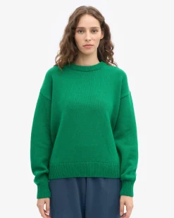 Oversized Merino Wool Crew - Kelly Green
