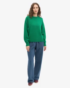 Oversized Merino Wool Crew - Kelly Green