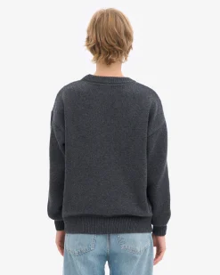 Oversized Merino Wool Crew - Lava Grey