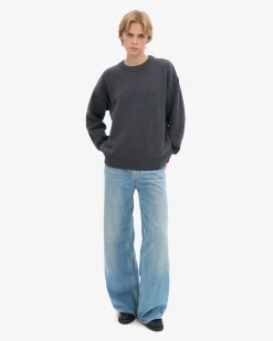 Oversized Merino Wool Crew - Lava Grey
