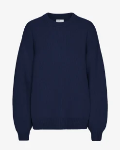 Oversized Merino Wool Crew - Marine Blue