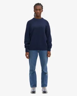 Oversized Merino Wool Crew - Marine Blue