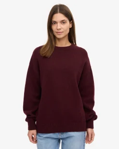 Oversized Merino Wool Crew - Oxblood Red