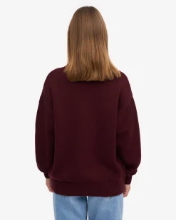 Oversized Merino Wool Crew - Oxblood Red