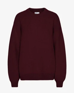 Oversized Merino Wool Crew - Oxblood Red