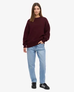 Oversized Merino Wool Crew - Oxblood Red