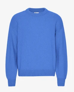 Oversized Merino Wool Crew - Pacific Blue