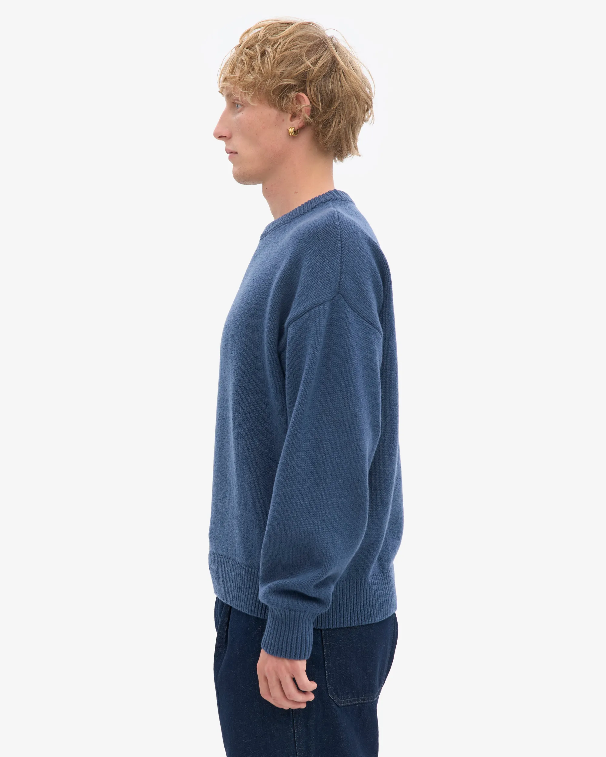 Oversized Merino Wool Crew - Petrol Blue