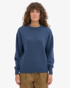 Oversized Merino Wool Crew - Petrol Blue