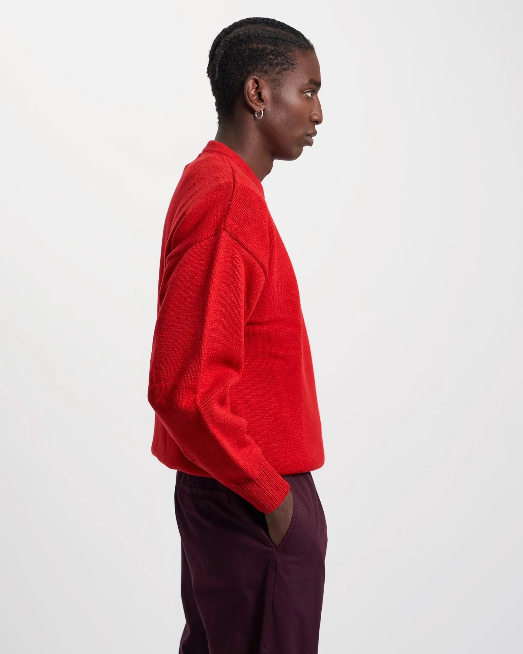 Oversized Merino Wool Crew - Scarlet Red