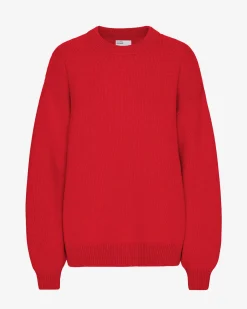 Oversized Merino Wool Crew - Scarlet Red
