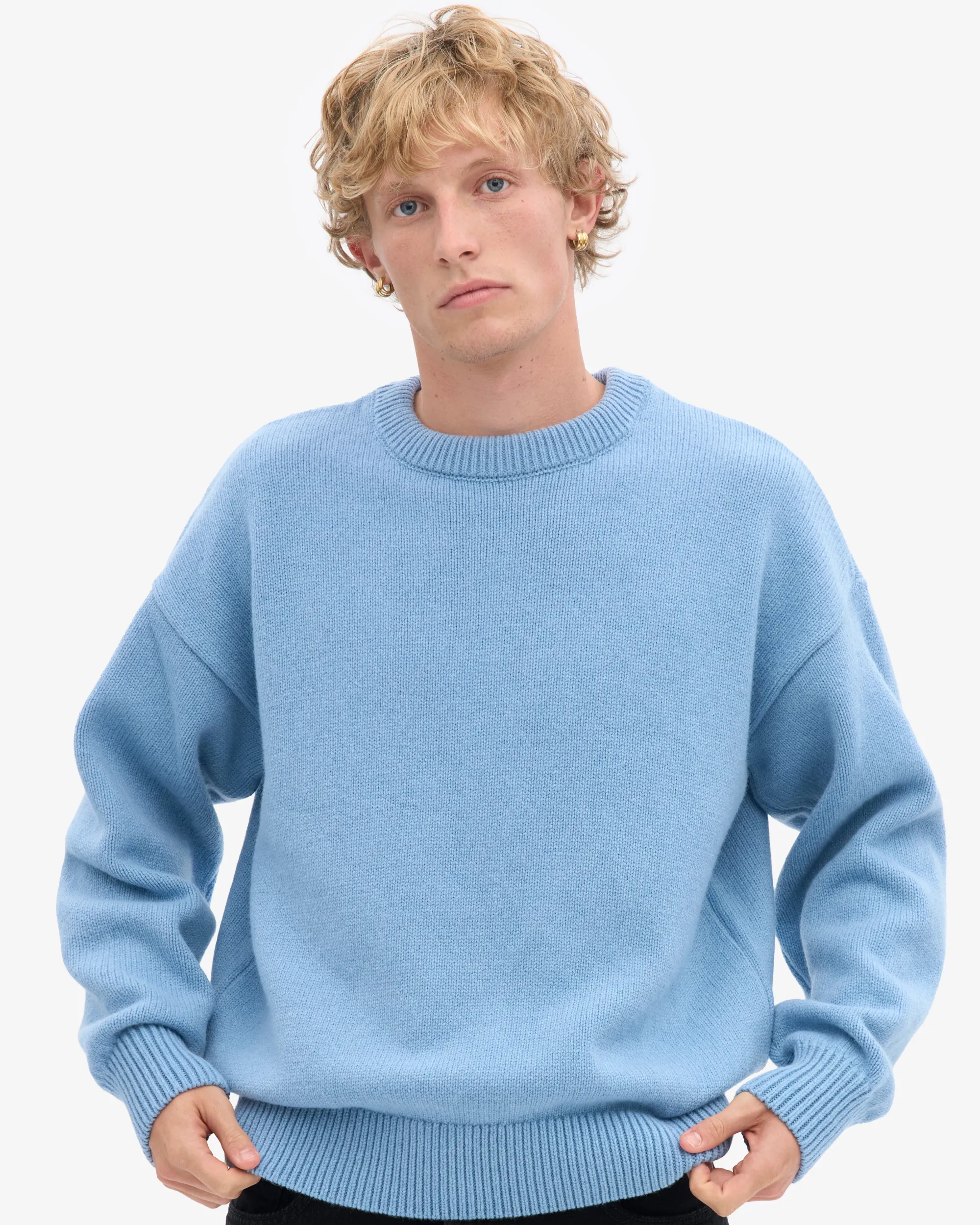 Oversized Merino Wool Crew - Seaside Blue