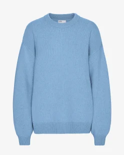 Oversized Merino Wool Crew - Seaside Blue
