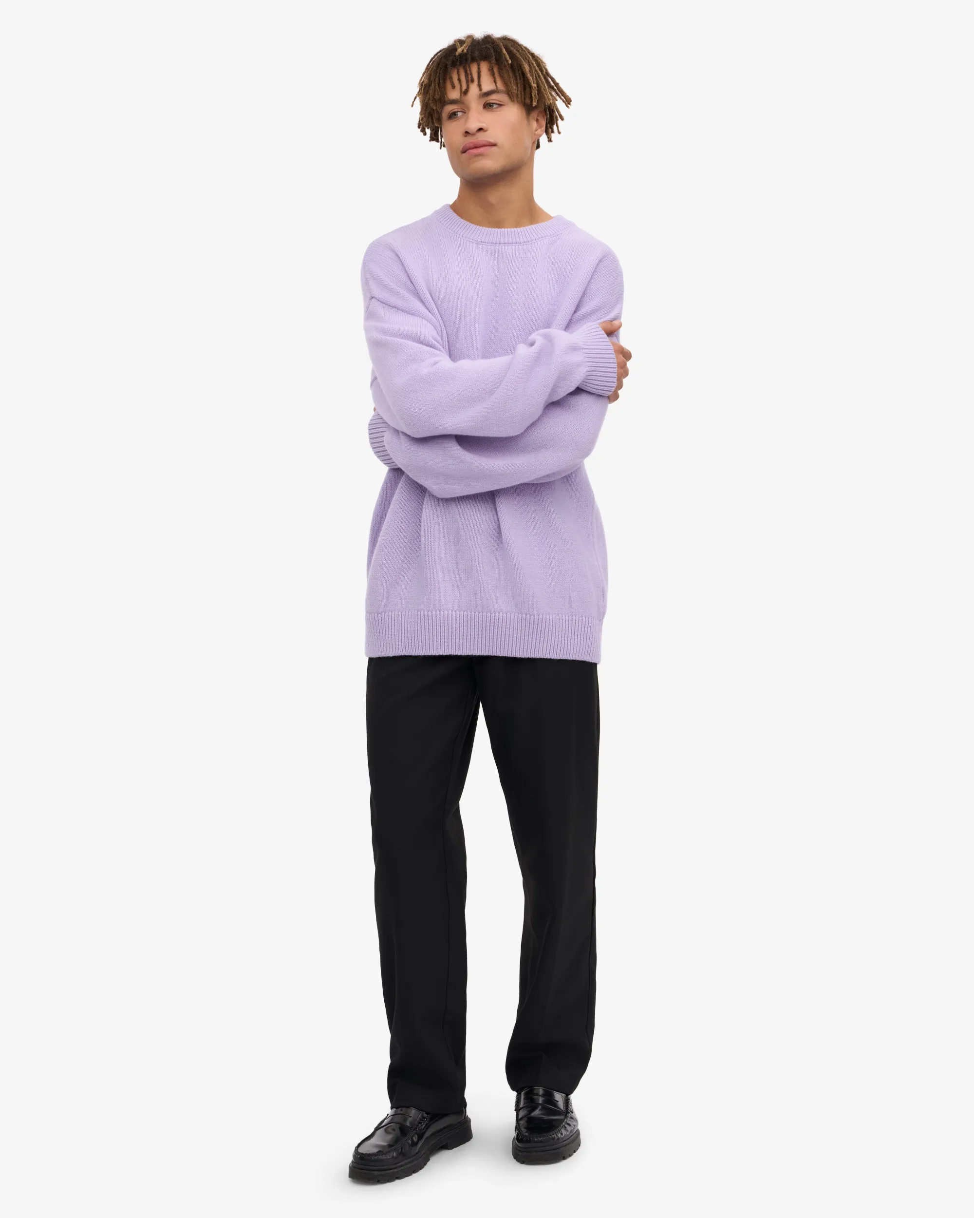 Oversized Merino Wool Crew - Soft Lavender