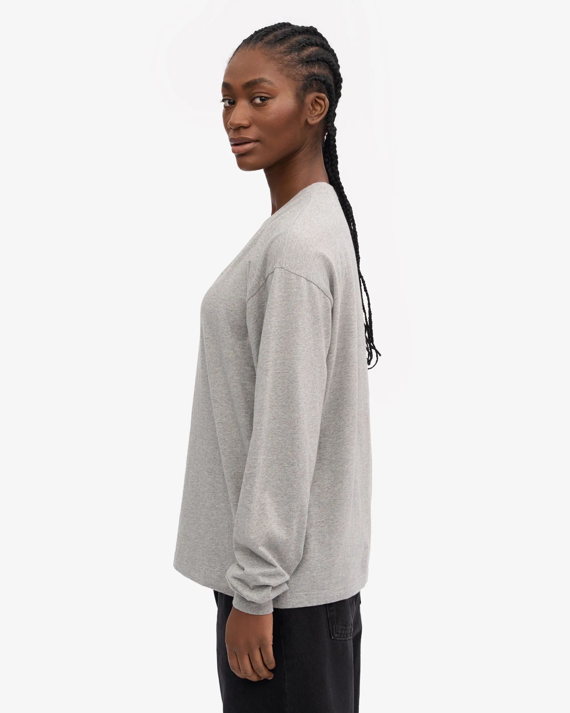 Oversized Organic LS T-Shirt - Heather Grey