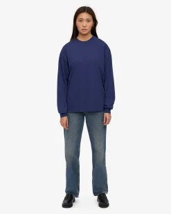 Oversized Organic LS T-Shirt - Marine Blue