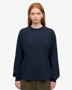 Oversized Organic LS T-Shirt - Navy Blue