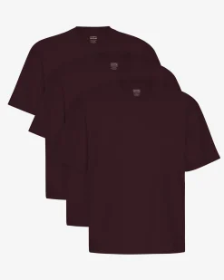 Oversized Organic T-Shirt - Oxblood Red (3-Pack)