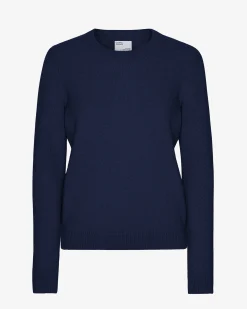 Women Classic Merino Wool Crew - Marine Blue