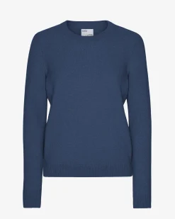 Women Classic Merino Wool Crew - Petrol Blue