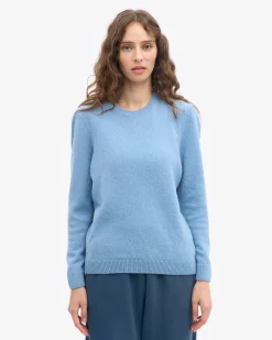 Women Classic Merino Wool Crew - Seaside Blue