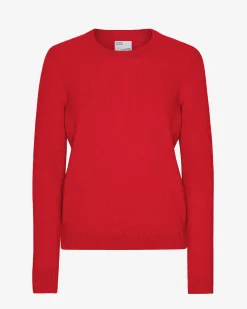 Women Classic Merino Wool Crew - Scarlet Red