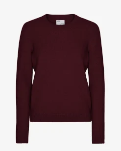 Women Classic Merino Wool Crew - Oxblood Red