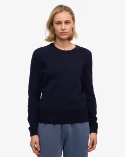 Women Classic Merino Wool Crew - Navy Blue