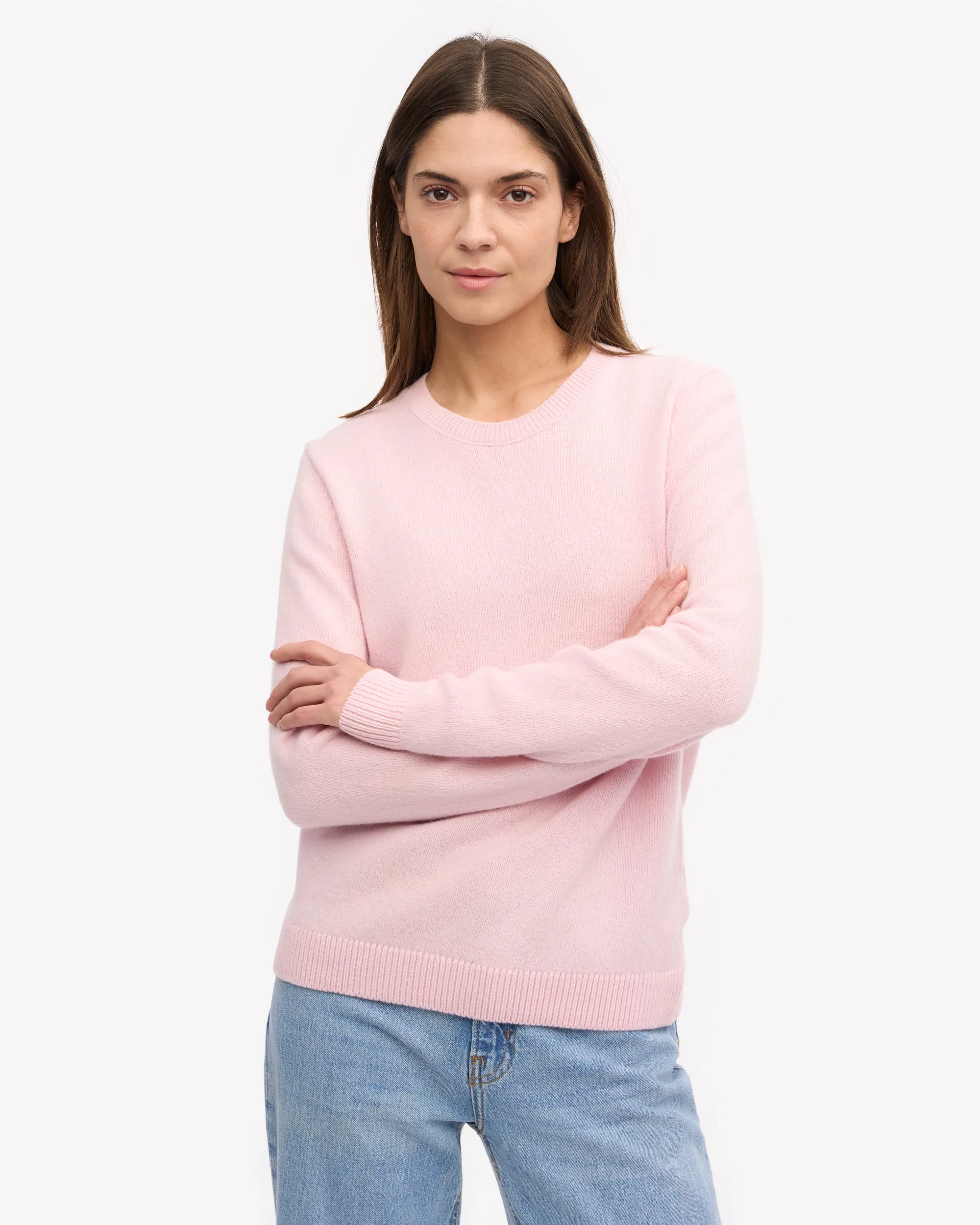 Women Classic Merino Wool Crew - Faded Pink
