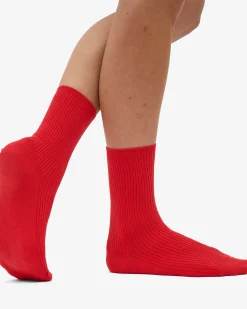 Women Classic Organic Sock - Red Tangerine (3-Pack)
