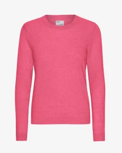 Women Light Merino Wool Crew - Bubblegum Pink