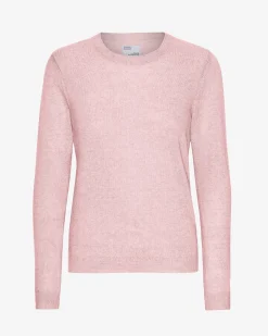 Women Light Merino Wool Crew - Faded Pink