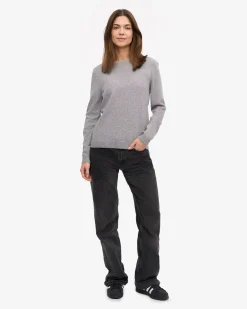 Women Light Merino Wool Crew - Heather Grey