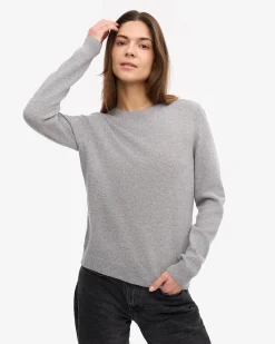 Women Light Merino Wool Crew - Heather Grey