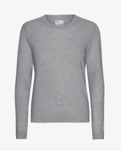 Women Light Merino Wool Crew - Heather Grey
