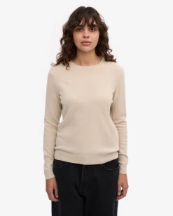 Women Light Merino Wool Crew - Ivory White