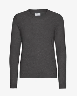 Women Light Merino Wool Crew - Lava Grey