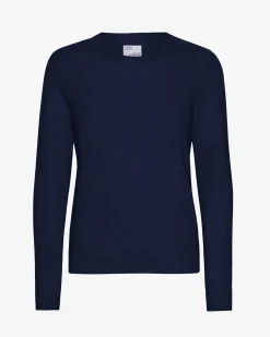 Women Light Merino Wool Crew - Marine Blue