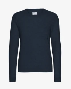 Women Light Merino Wool Crew - Navy Blue