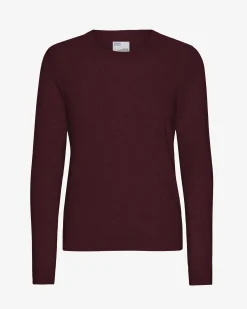 Women Light Merino Wool Crew - Oxblood Red