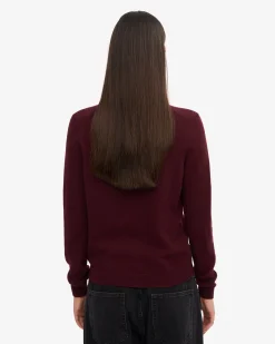 Women Light Merino Wool Crew - Oxblood Red