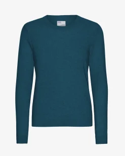 Women Light Merino Wool Crew - Ocean Green