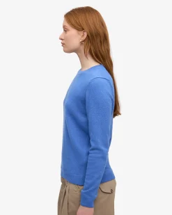 Women Light Merino Wool Crew - Pacific Blue