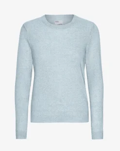 Women Light Merino Wool Crew - Polar Blue