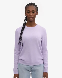 Women Light Merino Wool Crew - Soft Lavender