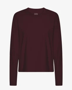 Women Organic LS T-Shirt - Oxblood Red