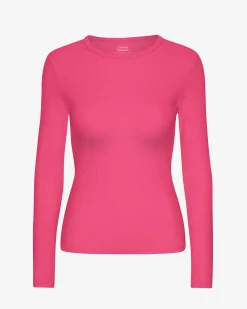 Women Organic Rib LS T-Shirt - Bubblegum Pink