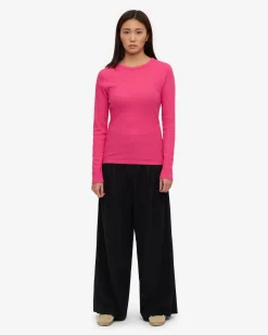 Women Organic Rib LS T-Shirt - Bubblegum Pink