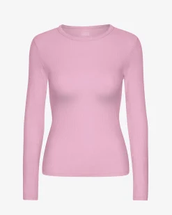 Women Organic Rib LS T-Shirt - Cherry Blossom